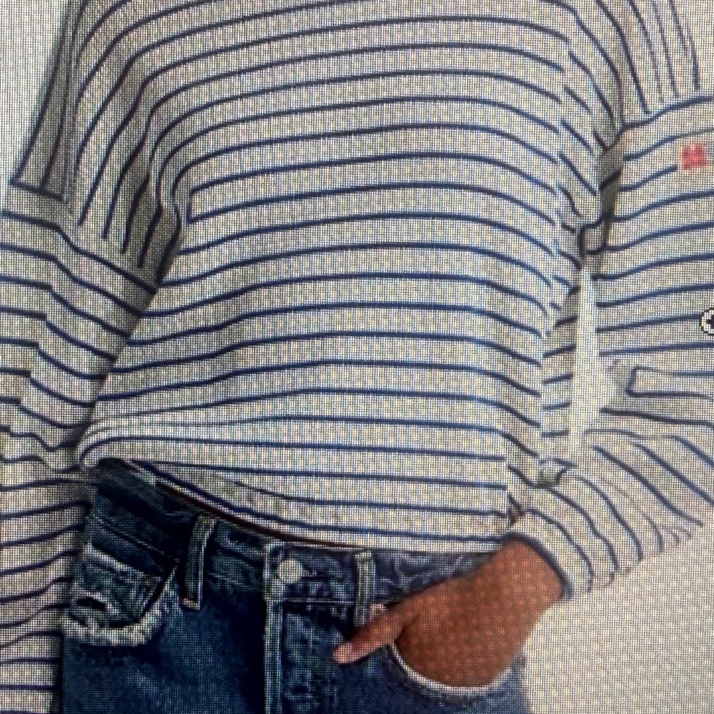 MOTHER Striped Crewneck Sweater - White & Blue